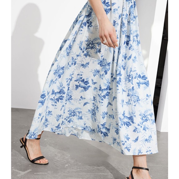 & Other Stories voluminous strapless linen midi dress with belt size 4 - Picture 3 of 9